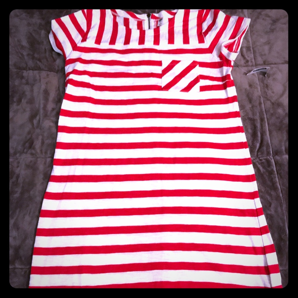 Old Navy red and white stripped shift dress